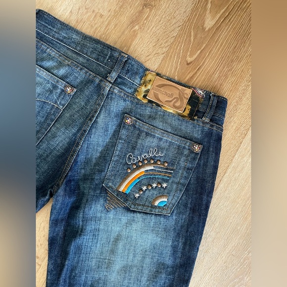 Rare Roberto Cavalli Vintage Embroidered Jeans Size 31 Bootcut - Picture 6 of 13